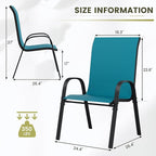 UDPATIO Patio Chairs Set of 8, Stackable Outdoor Dining Chairs with High Back, Breathable Textilene Fabric Outdoor Chair All Weather, 350LBS Capacity for Garden, Backyard (Light Blue) - Image 3