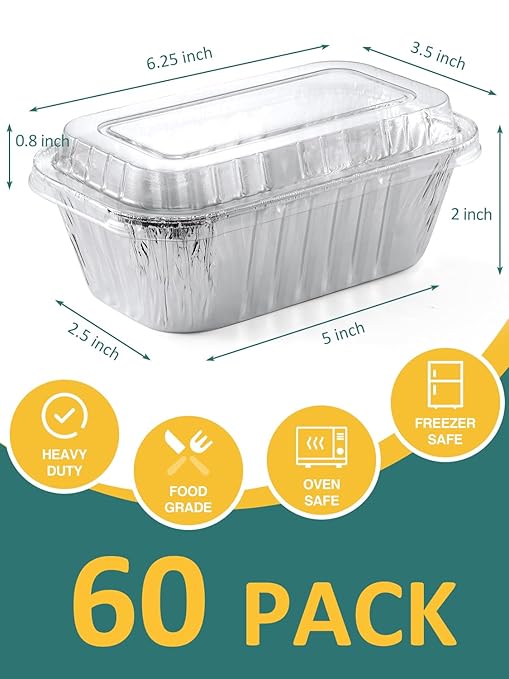 60 Pack 6x3.5x2 Disposable Aluminum Loaf Pans - Image 2