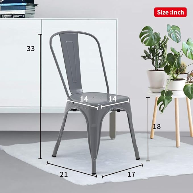 FDW Dining Chairs Set of 4 - Indoor/Outdoor, Metal, 18 Inch Seat Height, 330LBS Weight Capacity, Stackable, Restaurant & Bar Chairs - Image 3