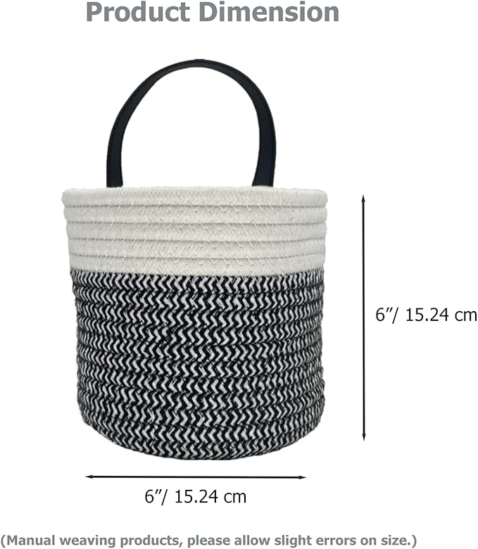Cotton Rope Hanging Baskets for Organizing 2 Pcs Round Small Wall Basket - Image 3