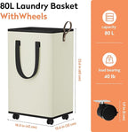 Laundry Basket with Wheels, Collapsible Laundry Baskets, Laundry Hamper with - Image 2