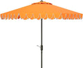 SAFAVIEH 9ft Outdoor Patio Umbrella, Round, Valance, Orange, Auto Crank Tilt, UV Resistant for Deck, Backyard, Poolside (PAT8006O) by SAFAVIEH