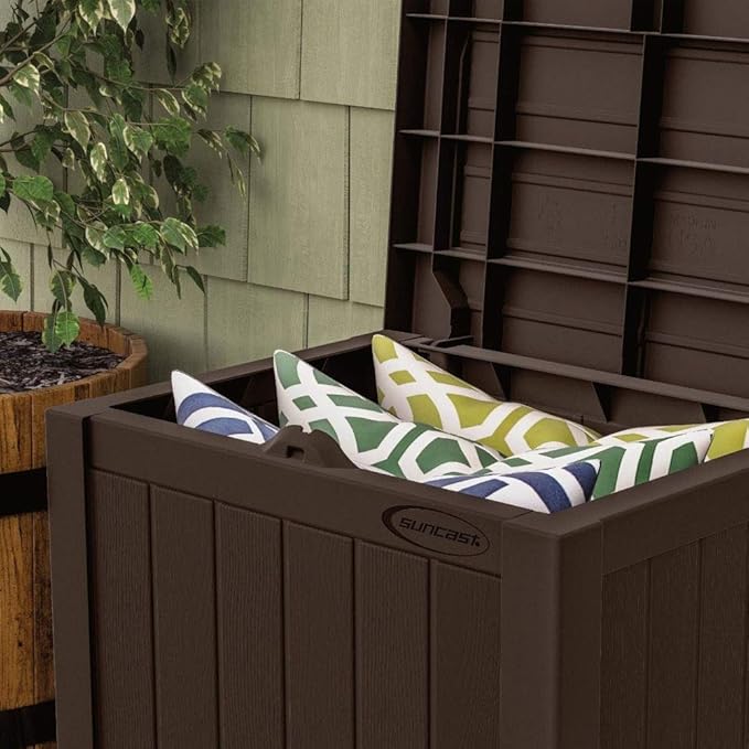 Suncast 17 x 22 Inch Resin 22-Gallon Patio Storage Deck Box, Java Brown (2 Pack) - Image 8