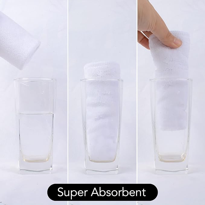SINLAND Microfiber Facial Cloths Fast Drying Washcloth 12inch x 12inch White 6 - Image 6