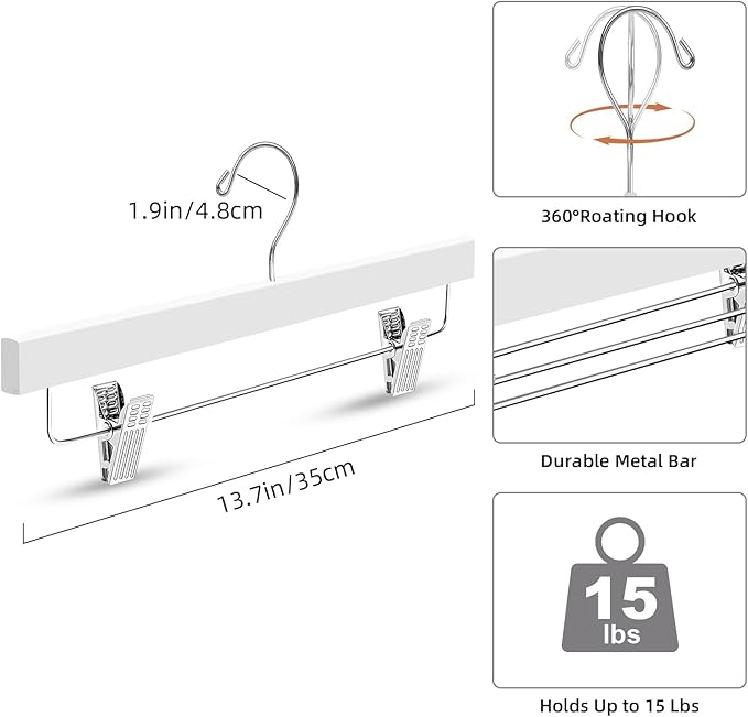 BAGAIL 10 Pack Wooden Pants Hangers - Image 2