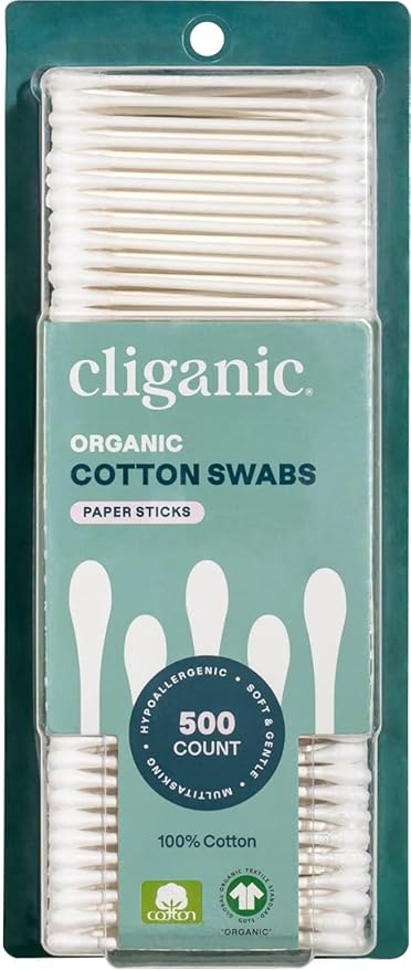 Cliganic Organic Cotton Swabs, Chlorine-Free Hypoallergenic, Gentle & Absorbent - Image 6
