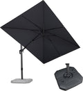 PURPLE LEAF 8.2' X 11.5' Tilting Patio Umbrella with Base Outdoor Cantilever Swivel Rectangle Umbrella Offset Umbrella with 360-degree Rotation for Garden Deck Pool Patio Light Grey by PURPLELEAF