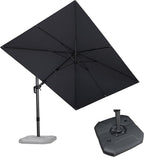 PURPLE LEAF 8.2' X 11.5' Tilting Patio Umbrella with Base Outdoor Cantilever Swivel Rectangle Umbrella Offset Umbrella with 360-degree Rotation for Garden Deck Pool Patio Light Grey by PURPLELEAF