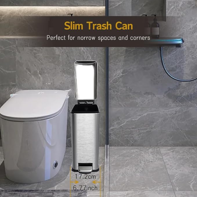 Bathroom Trash Can, 2.6 Gallon Trash Can - Image 2