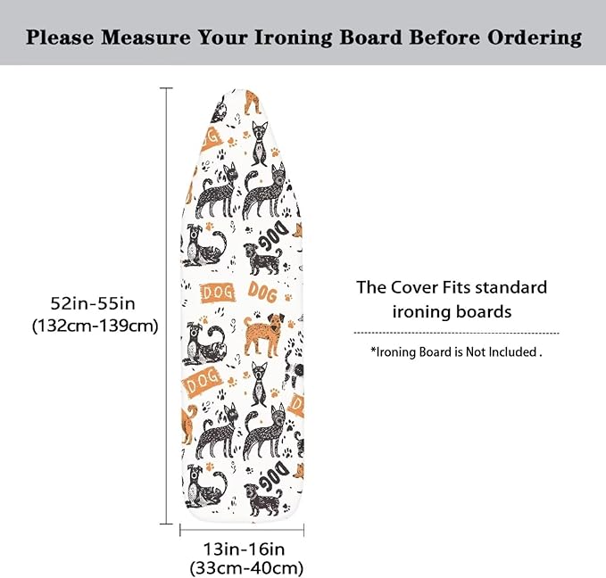 Sprowallow Cartoon Dog Ironing Board Cover and Pad Standard Size Silicone - Image 5