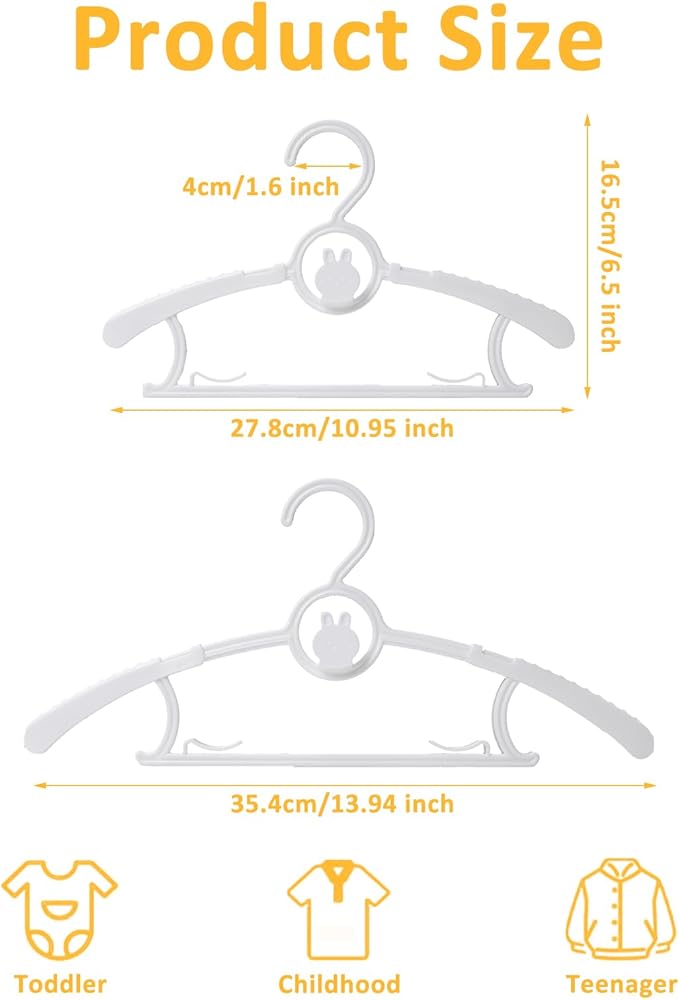 50 Pack Baby Hangers, Non-Slip Kids Hanger, Space Saving Plastic Hangers - Image 2