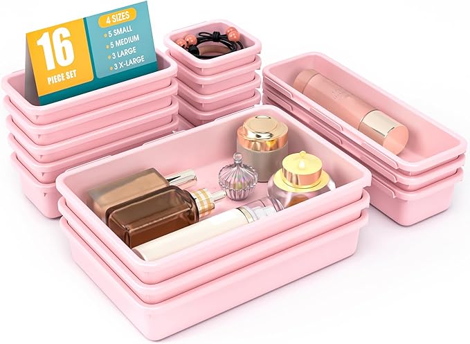 16 PCS Drawer Organizer Set, 4 Size Makeup Drawer Divider Organizer by StoreHappily