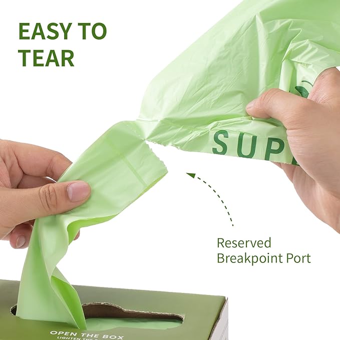 SUPERBIO 1.6 Gallon Handle Tie Compostable Food Scrap Bags, Small Compost Bags - Image 2