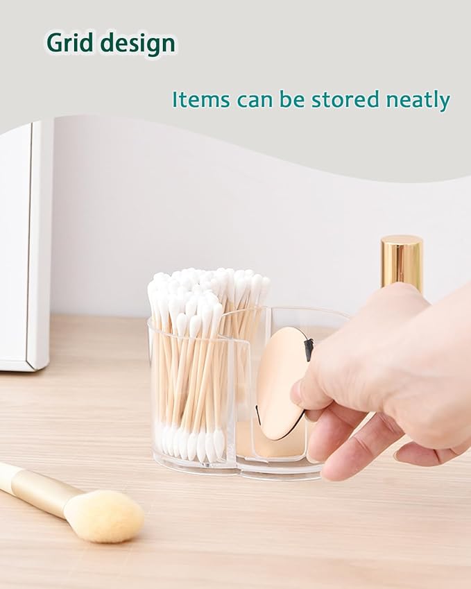 Makeup Pad Holder with Lid and Cotton Swab Storage, Durable PS Canister - Image 6