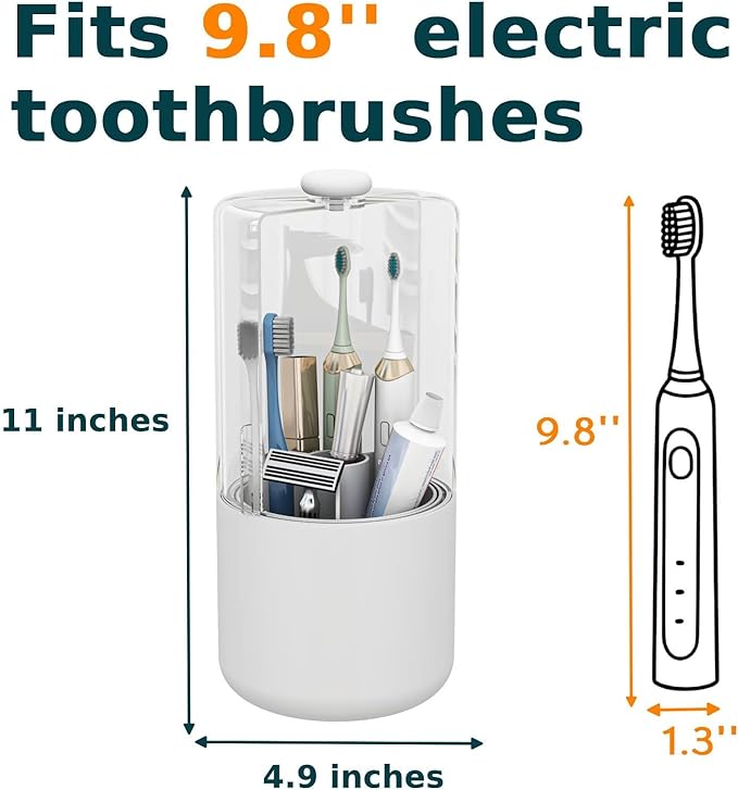Toothbrush Holder with Cover 360 Rotating 4 Compartments Bathroom Toothpaste - Image 5
