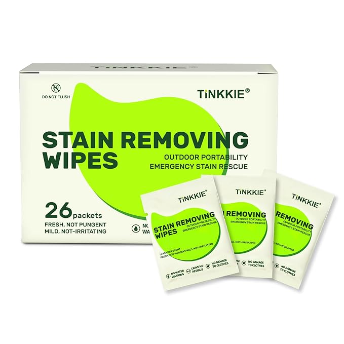 26 Pack Stain Remover Wipes for Clothes & Fabric – Instant Clothing Stain by TINKKIE