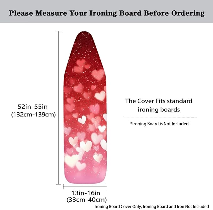 Red Hearts Ironing Board Cover and Pad Elastic Edge Universal Washable Resist - Image 5