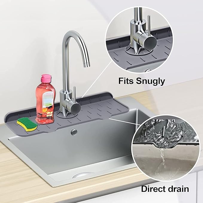 2Pcs Kitchen Sink Splash Guard, Silicone Faucet Mat Splash Guard - Image 4