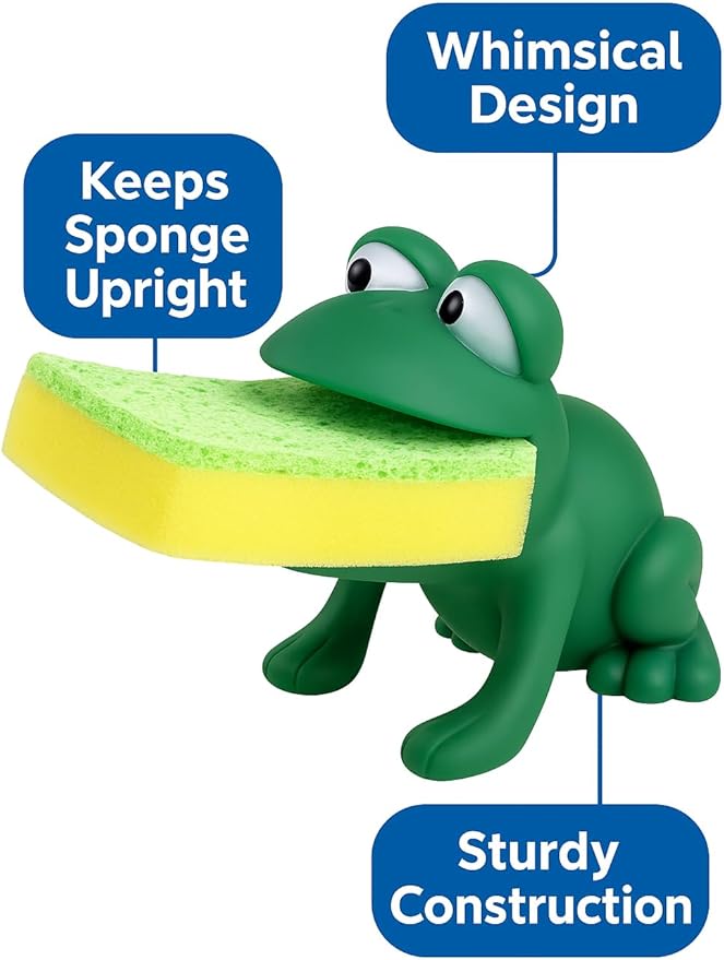 Animal Shape Novelty Kitchen Sponge Holder and Sponge Choice of Frog or Duck - Image 3