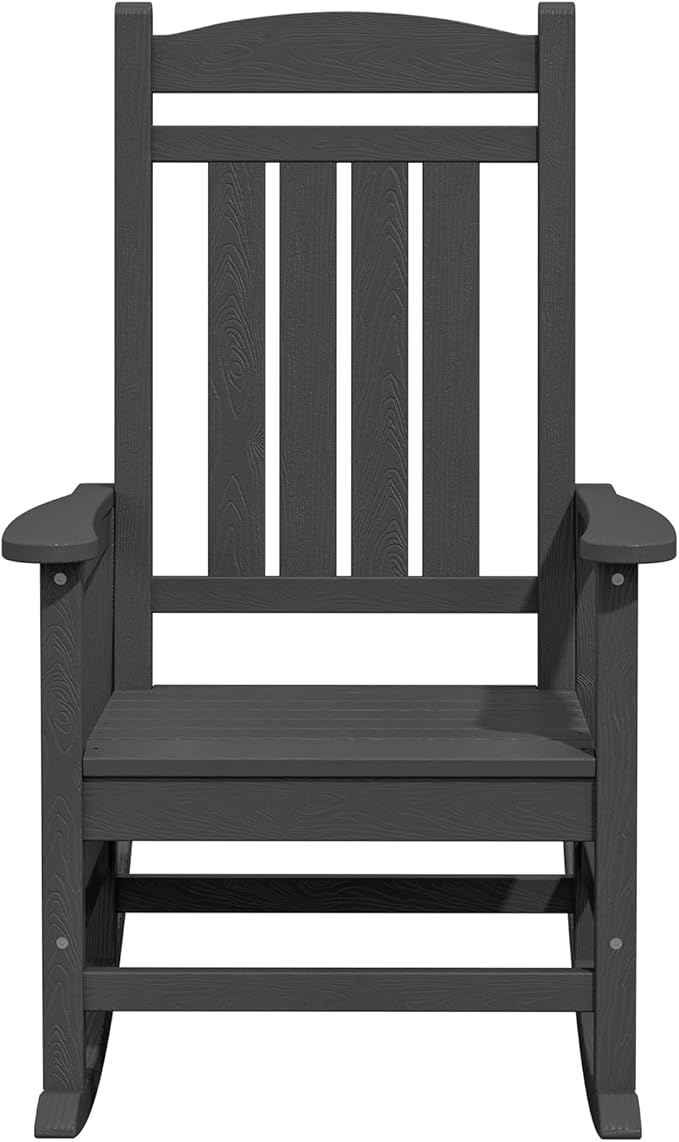 KINGYES Oversized Outdoor Rocking Chair Set of 2, HDPE Patio Rocking Chairs for Adults,Gray - Image 9