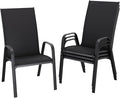 JEAREY Patio Dining Chairs Set of 4, Outdoor Stackable Dining Furniture Set, All Weather Dining Set for Lawn, Garden, Backyard, Poolside, Black by JEAREYOutdoorsCollection
