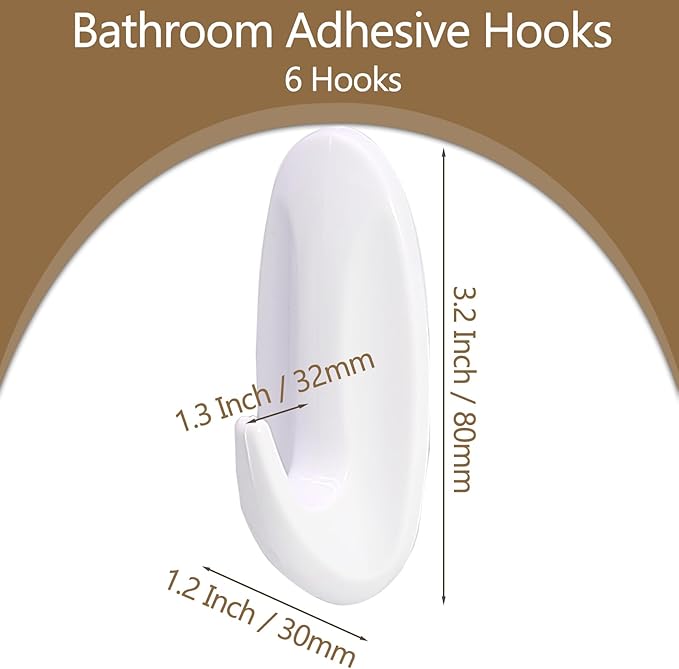 6 Pack Medium Utility Hooks, Holds up to 2.5 lb, Damage Free Hanging Hooks - Image 4