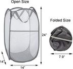 2 Pack Pop Up Laundry Hampers, Collapsible Mesh Laundry Basket, Foldable - Image 2