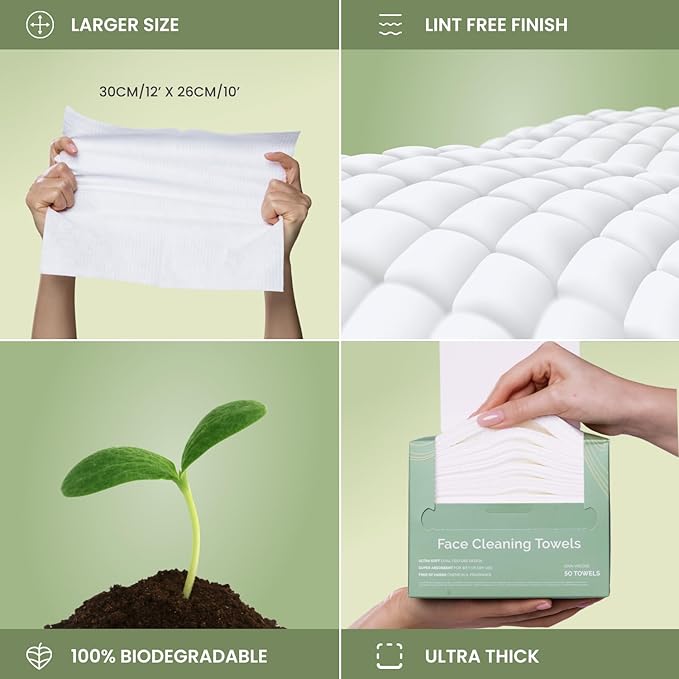 PLANTIFIQUE Disposable Face Towels XL 10"x12" - Image 7