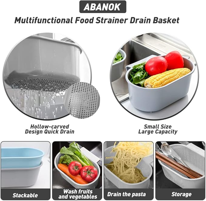 Sink Drain Strainer Basket, Abnaok Multifunction Sink Strainer Kitchen Food - Image 5