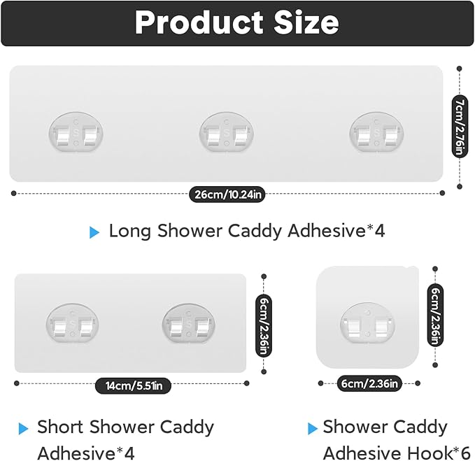 Lsnisni 14 Pack Shower Caddy Adhesive Replacement, Strong Adhesive Hooks - Image 2