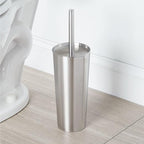 mDesign Metal Freestanding Slim Toilet Bowl Brush and Holder + Rectangle Narrow - Image 5