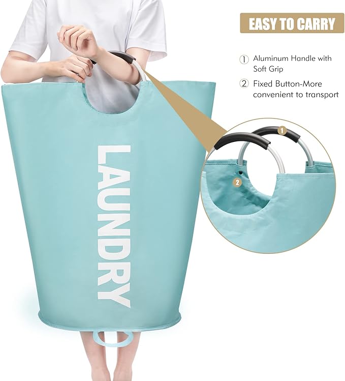 90L Large Laundry Basket, Freestanding Tall Clothes Hamper, Collapsible Laundry - Image 5
