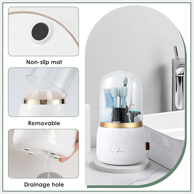 Toothbrush Holders for Bathrooms, Rotating 5-Slot - Image 4