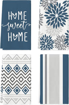 Artoid Mode Blue Grey Stripes Home Sweet Home Boho Winter Kitchen Towels Dish by ArtoidMode