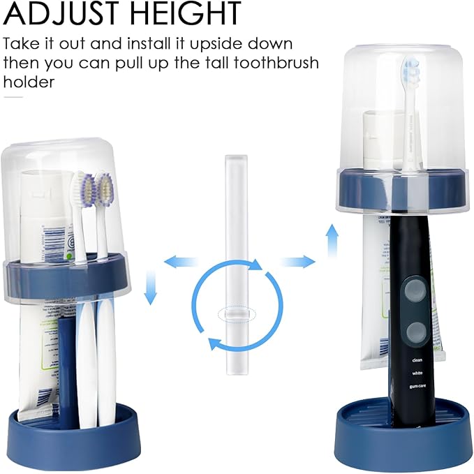 Toothbrush Holder for Bathroom, Height Adjustable Toothbrush Holder Stand - Image 7