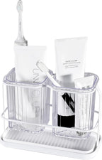KONE Clear Toothbrush Holders for Bathroom, 2 Cups Wall Mounted, Dry & Wet by KONE