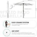 JEAREY 9FT Outdoor Patio Umbrella with Solar Lights, LED Lighted Pool Umbrella with Tilt and Crank, Outdoor Table Umbrellas for Deck, Yard & Market (Cream White) - Image 8
