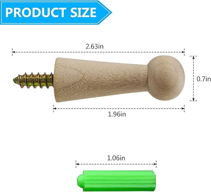 Screw-On Solid Wood Hook Coat Hook Towel Hook Shaker Pegs - Image 2