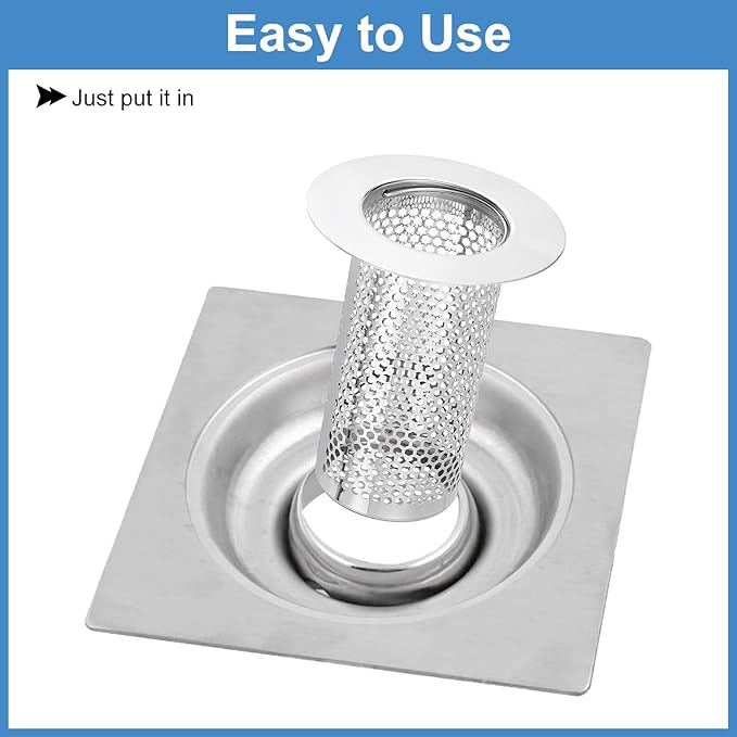 uxcell 4 Pack Shower Drain Strainer, 3.2" x 2.6" 304 Stainless Steel Floor - Image 5