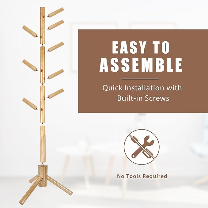 Haddockway Wooden Coat Rack Stand - Image 4