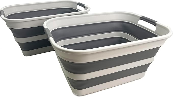 SAMMART Set of 2 Collapsible Plastic Laundry Basket - Image 2