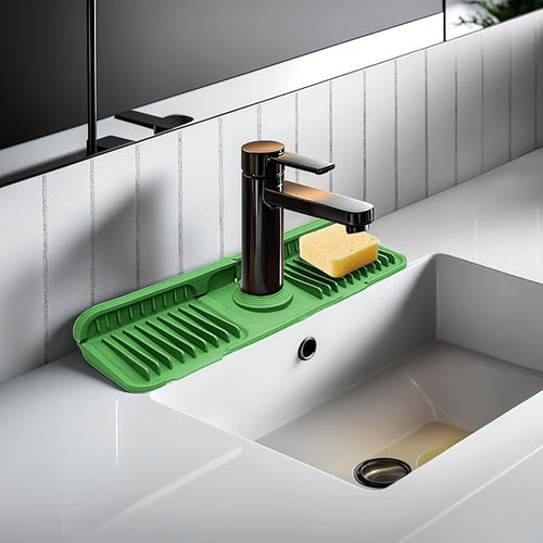 14.5" Green Silicone Faucet Mat by Unknown