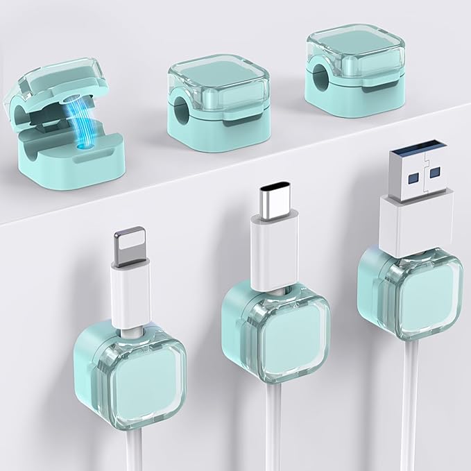 AhaStyle Magnetic Cable Organizer 6 Pack Cord Cable Holders Clips Strong by AHASTYLE