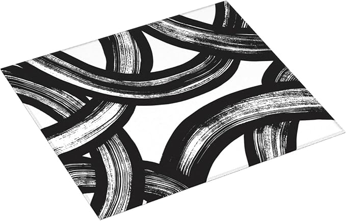 Black and White Abstract Curved Dish Drying Mats, Absorbent Microfiber Modern - Image 2