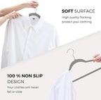 HOUSE DAY Premium Velvet Hangers 50 Pack Grey, Non-Slip Flocked Felt Hangers - Image 6