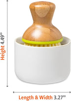 Full Circle Bubble Up Bamboo Dish Brush & Ceramic Soap Dispenser – Family Safe - Image 8