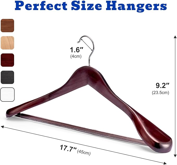 HOUSE DAY Wood Suit Hangers for Men, Wide Shoulder Wooden Hangers - Image 9