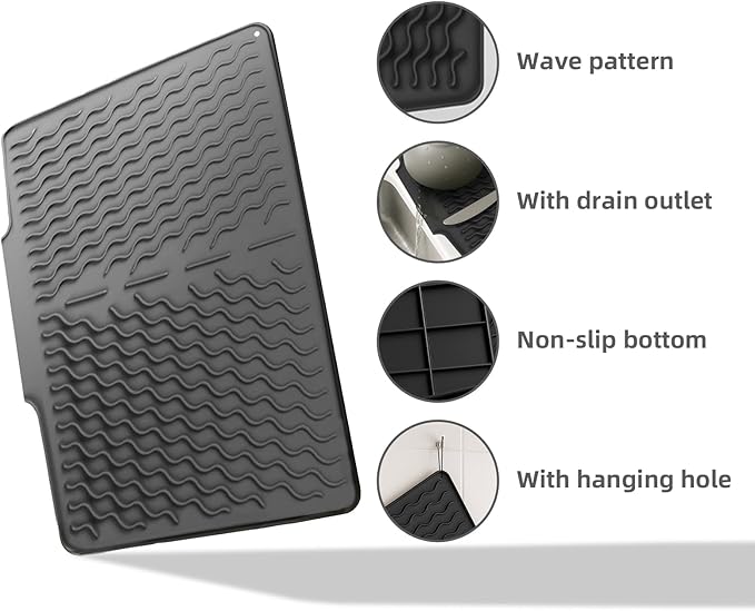 Dish drying mats for kitchen counter, Silicone dish drying mat, Heat resistant - Image 4