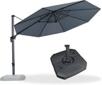 PURPLE LEAF 11 Feet Patio Umbrella with Base Outdoor Cantilever Round Umbrella Aluminum Offset Umbrella with 360-degree Rotation for Garden Deck Pool Patio Light Grey by PURPLELEAF