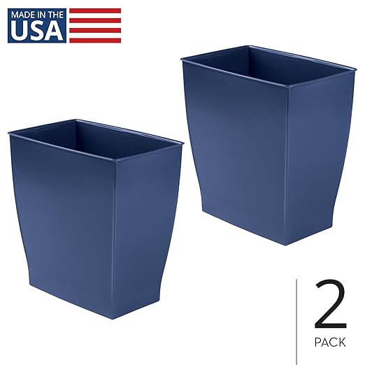 iDesign Small Plastic Bathroom Trash Can, Slim Rectangle Garbage Bin - Image 2